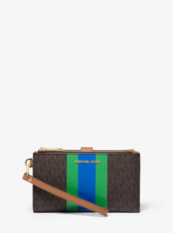 Damske Penazenky Michael Kors Adele Logo Stripe Smartphone Zelene - Doplnky Michael Kors Vypredaj | STQGF-4259